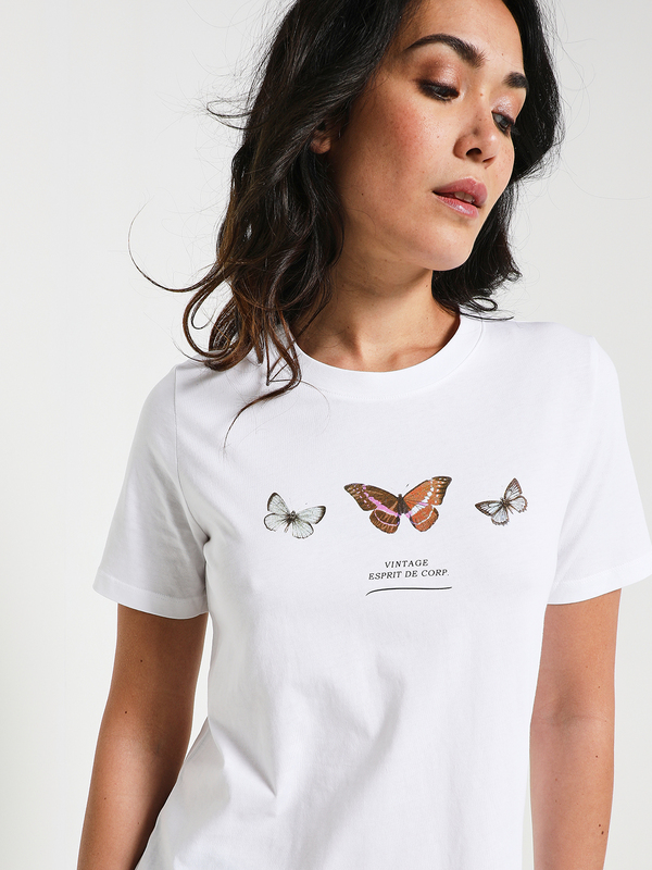 ESPRIT Tee-shirt Print Papillon Blanc Photo principale