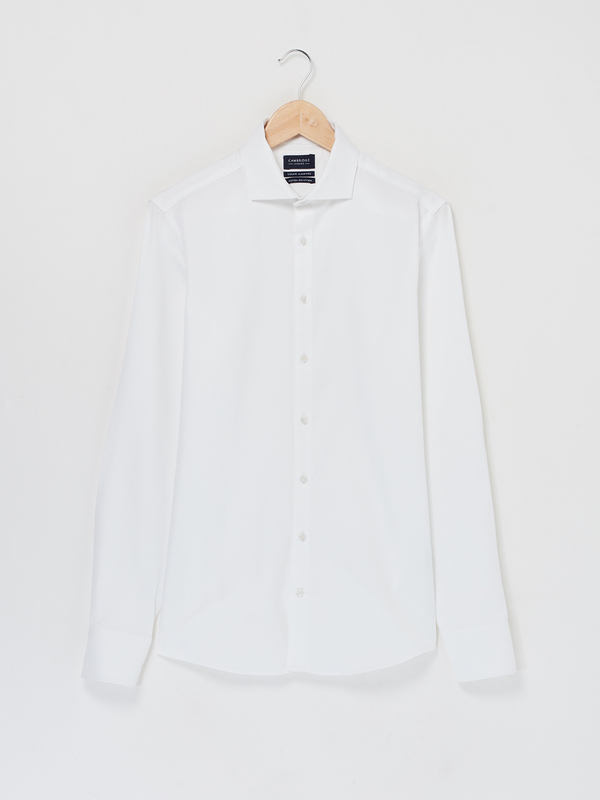 CAMBRIDGE LEGEND Chemise Slim 100% Coton Uni Blanc Photo principale