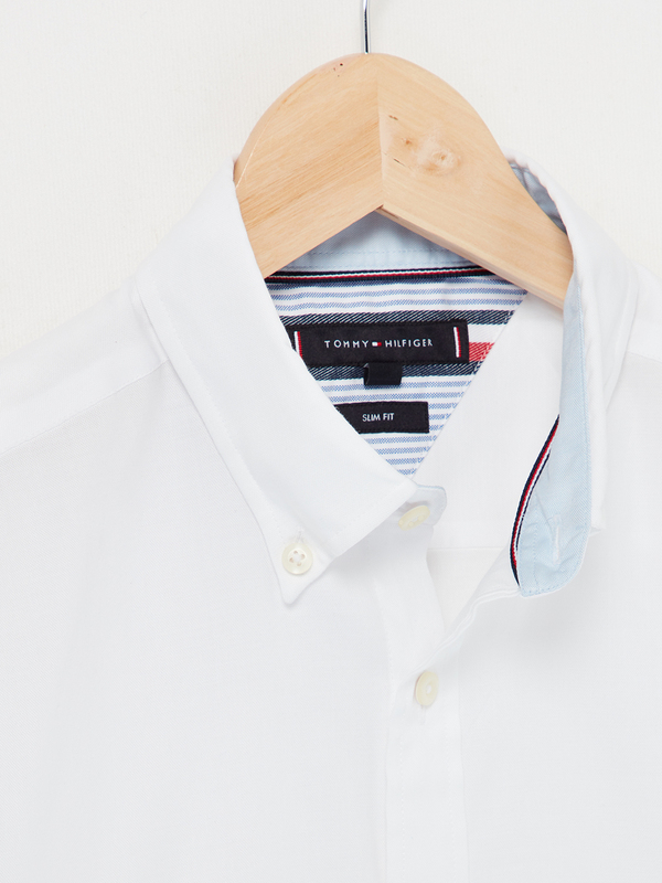 TOMMY HILFIGER Chemise Slim 100% Coton Uni Blanc Photo principale