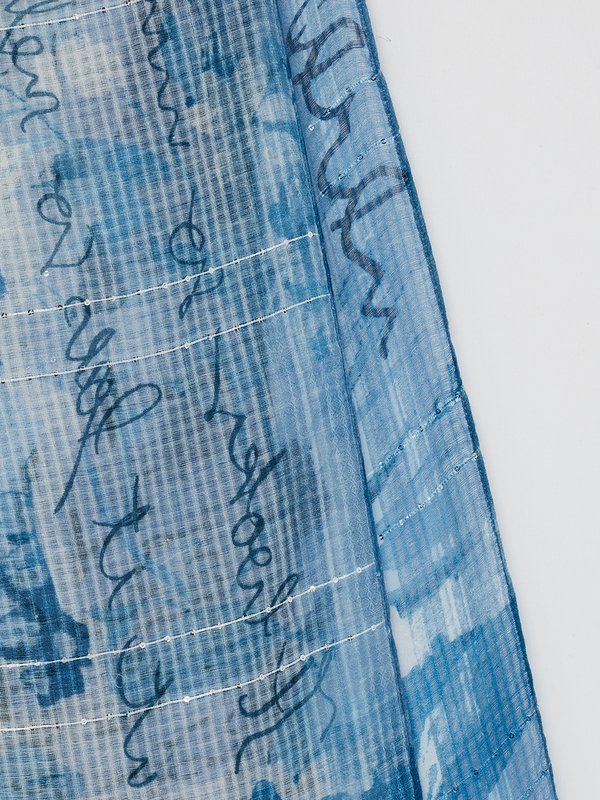 DESIGUAL charpe En Voile Imprim Avec Sequins Bleu Photo principale