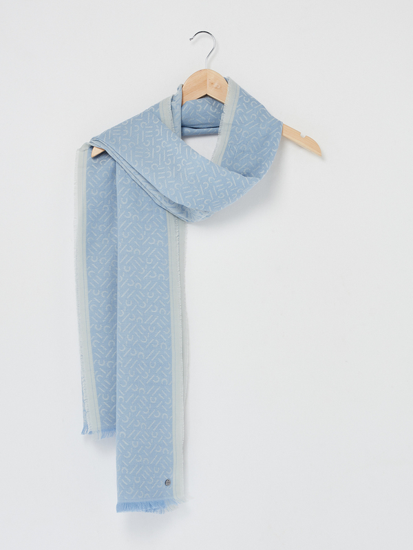 ESPRIT Maxi charpe En Tissu Jacquard 100% Coton Bleu ciel Photo principale