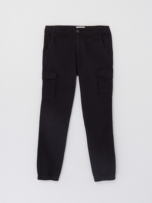 TIBET Pantalon Coupe Cargo Coton Stretch Noir Photo principale