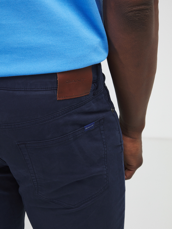 GANT Pantalon 5 Poches En Coton Stretch Bleu marine Photo principale