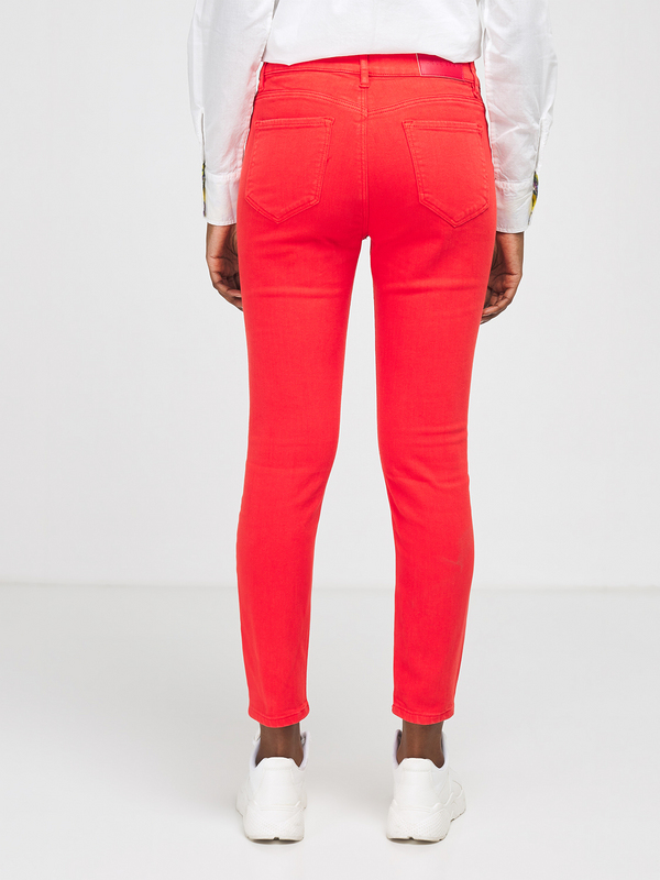 DESIGUAL Pantalon 5 Poches Coupe Slim Brod Rouge Photo principale
