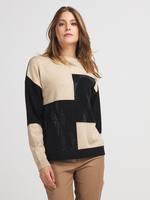 BETTY BARCLAY Pull Loose Bicolore Avec Strass Beige