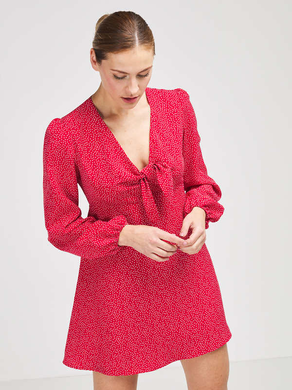 GUESS Robe Fluide Imprime Mini Pois Rouge Photo principale
