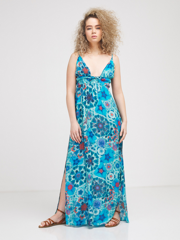 DESIGUAL Robe  Bretelles Imprime Lgre Bleu turquoise Photo principale