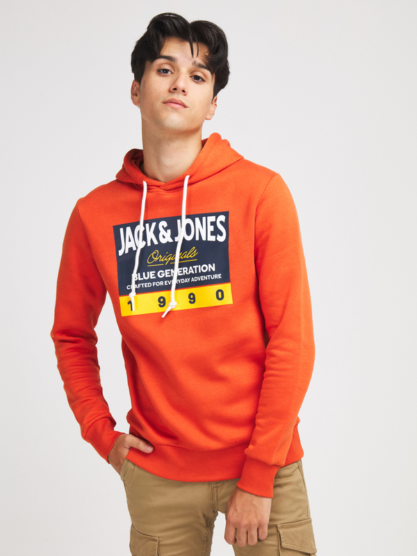 JACK AND JONES Sweat-shirt Shirt  Capuche Avec Logo Orange Photo principale