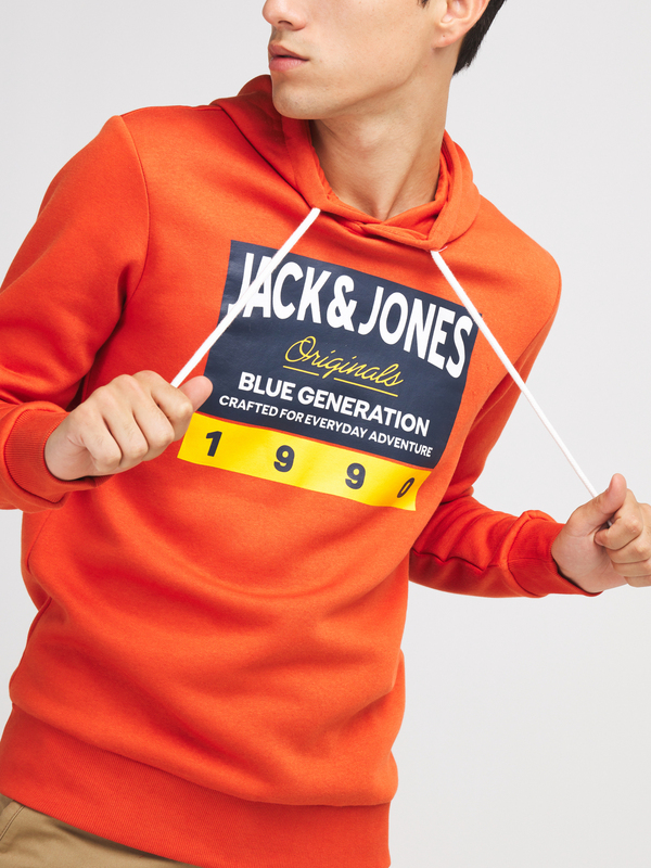JACK AND JONES Sweat-shirt Shirt  Capuche Avec Logo Orange Photo principale