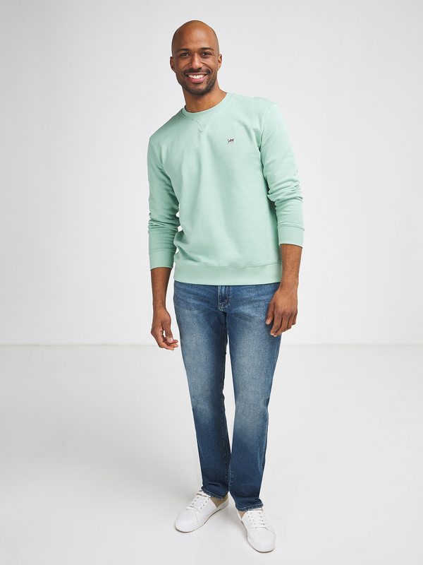 LEE Sweat-shirt Molleton 100% Coton Uni Vert Photo principale