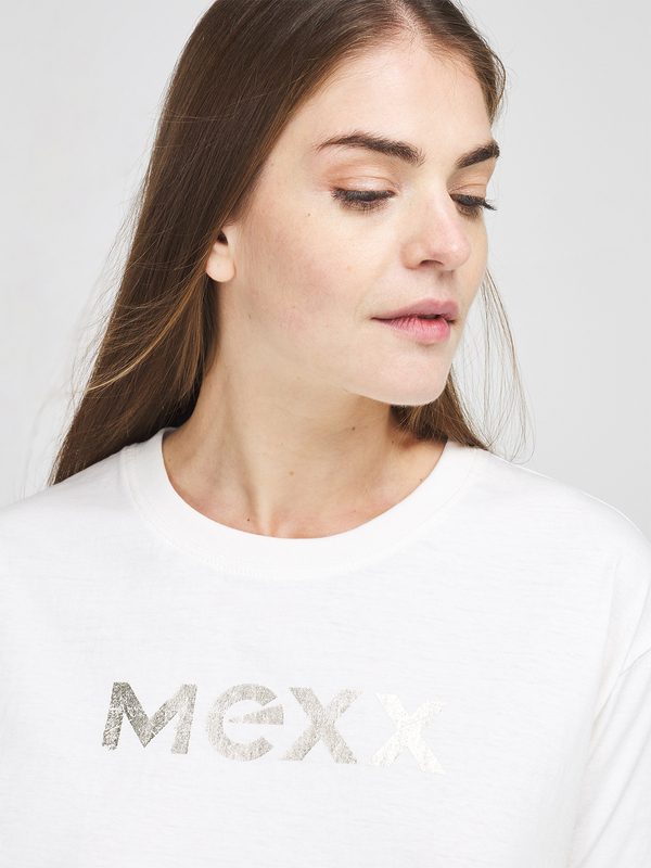 MEXX Tee-shirt Coton Bio Logo Ton Sur Ton Ecru Photo principale