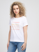 ESPRIT Tee-shirt Motif Plac Rayures Pastel Ecru