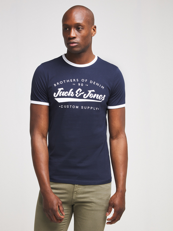 JACK AND JONES Tee-shirt Imprim Logo Ecru Photo principale