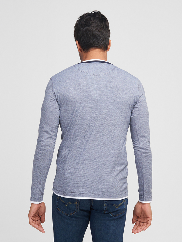 ESPRIT Tee-shirt Micro Rayures 2 En 1 Coton Bio Bleu marine Photo principale
