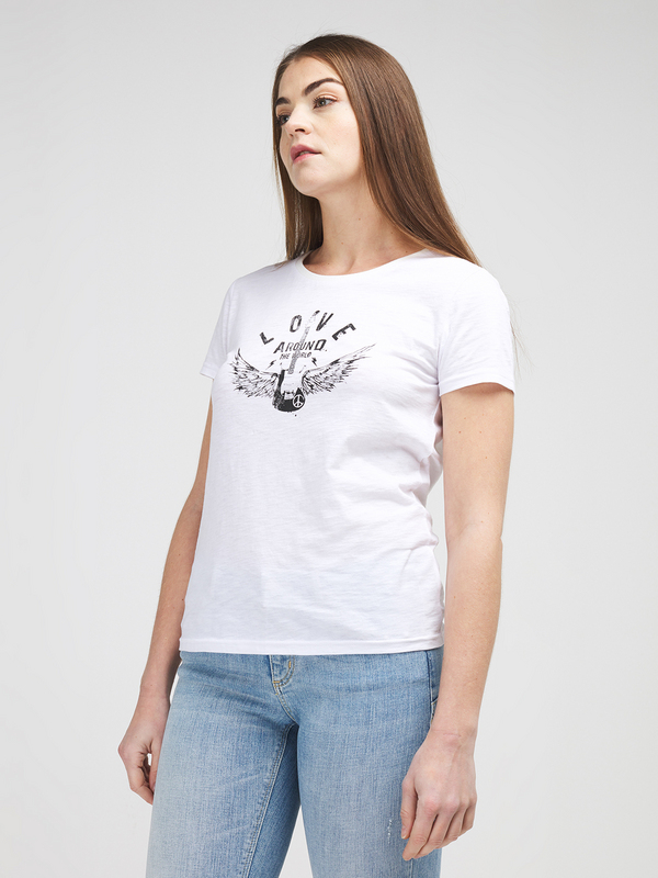 IKKS Tee-shirt Imprim 100% Coton Flamm Blanc Photo principale