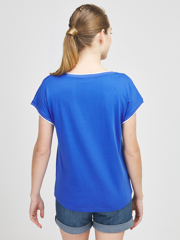 C EST BEAU LA VIE Tee-shirt Lisers Contrasts Bleu fonc Photo principale
