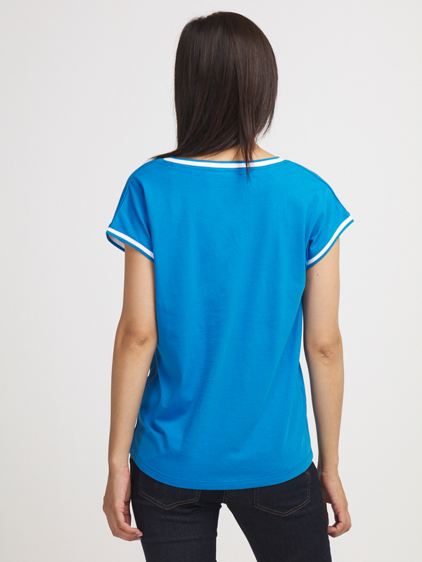 C EST BEAU LA VIE Tee-shirt Lisers Contrasts Bleu Photo principale