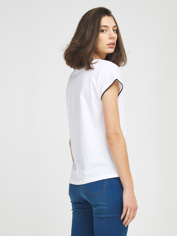 C EST BEAU LA VIE Tee-shirt Lisers Contrasts Blanc Photo principale