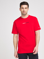 TOMMY JEANS Tee-shirt Logo Brod Coton Bio Rouge