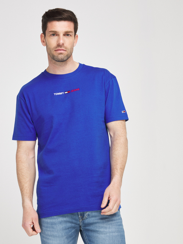 TOMMY JEANS Tee-shirt Logo Brod Coton Bio Bleu Photo principale