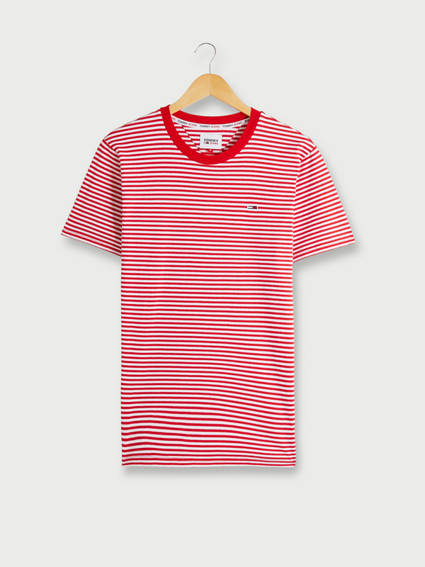 TOMMY JEANS Tee-shirt Fines Rayures Rouge