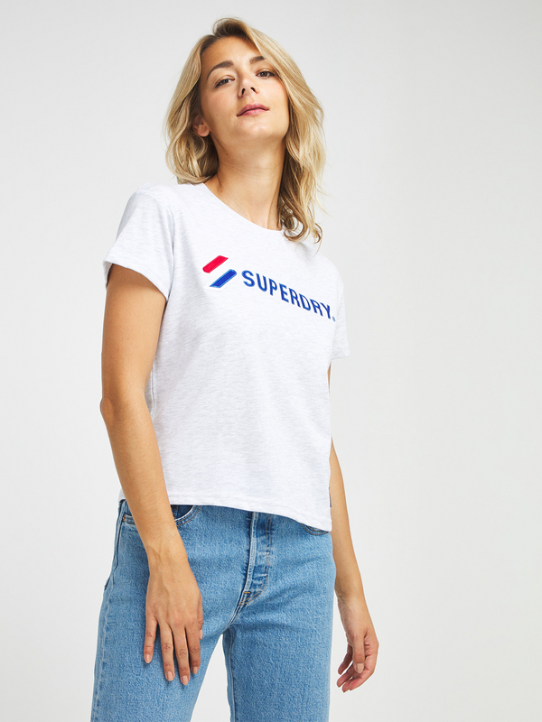 SUPERDRY Tee-shirt Logo Cropped Gris clair