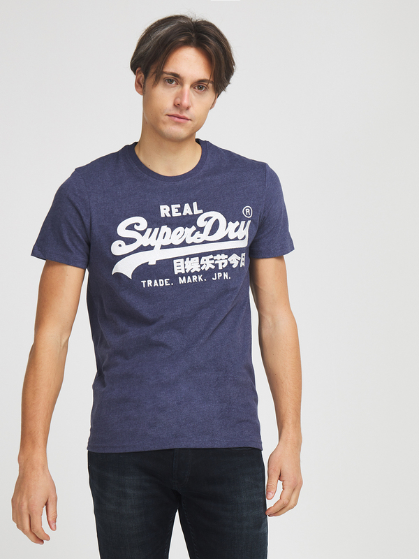 SUPERDRY Tee-shirt Duveteux Logo Brod Bleu brut Photo principale
