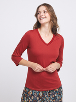 C EST BEAU LA VIE Tee-shirt En Coton/modal Uni Rouge bordeaux