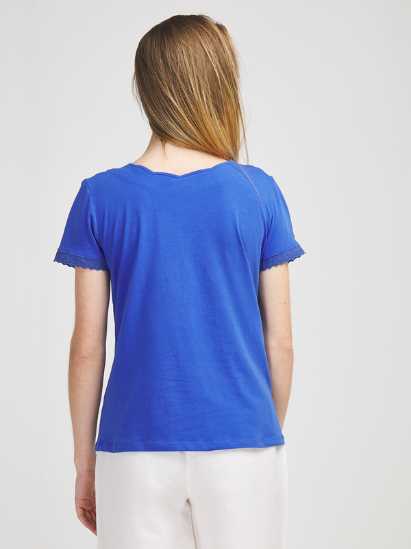 C EST BEAU LA VIE Tee-shirt Ample Boutonn Devant Bleu Photo principale