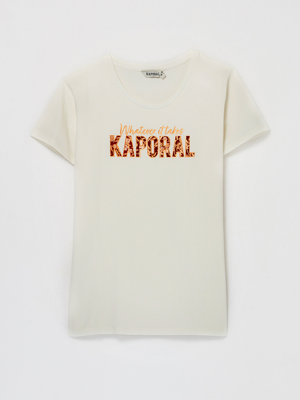 KAPORAL Tee-shirt Logo Fleuri Blanc cass Photo principale