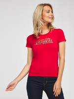 KAPORAL Tee-shirt Logo Fleuri Rouge