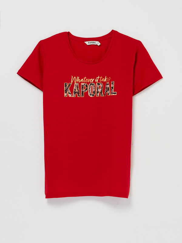 KAPORAL Tee-shirt Logo Fleuri Rouge Photo principale