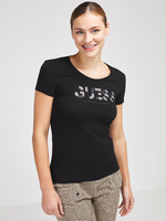 GUESS Tee-shirt Logo Strass Et Paillet Avec Perles Noir
