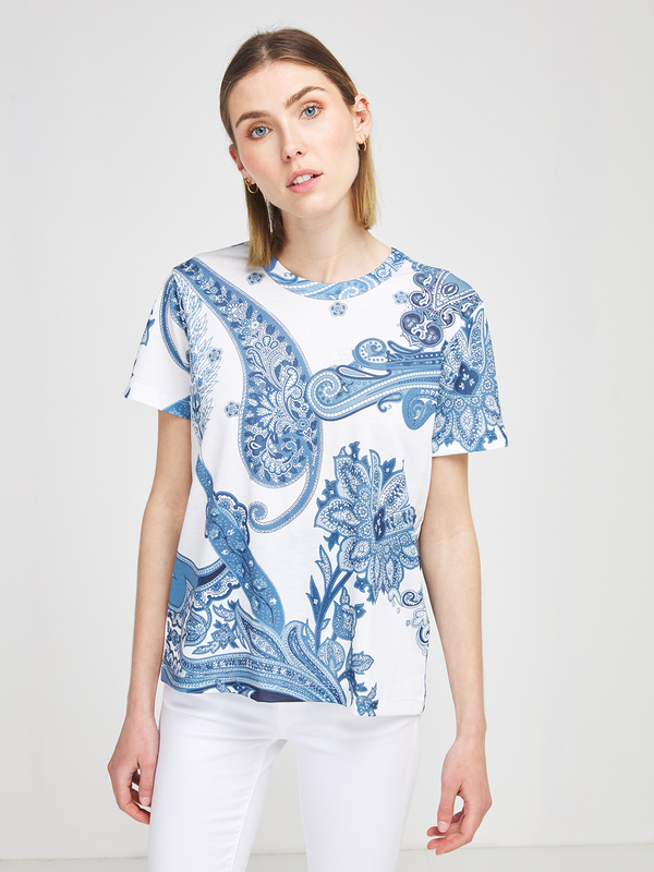 DESIGUAL Tee-shirt Ample Imprimé Cachemire Bleu