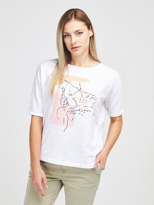 ESPRIT Tee-shirt Loose Motif Graphique Blanc Photo principale