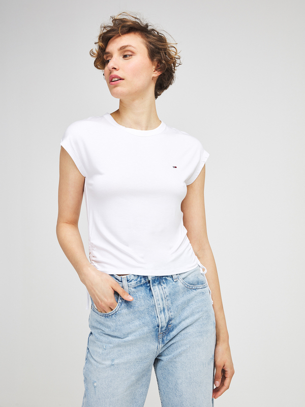 TOMMY JEANS Tee-shirt Fluide Taille Fronce Blanc Photo principale