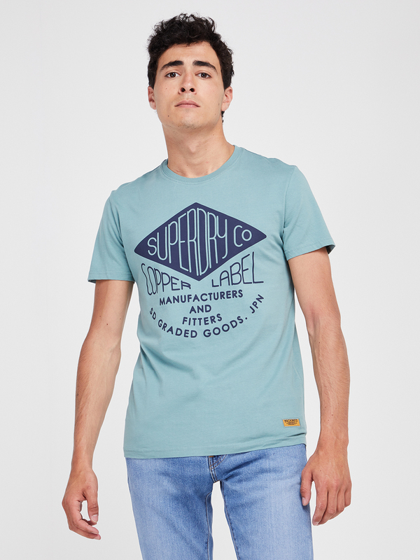 SUPERDRY Tee-shirt Logo Bleu ciel 1017134