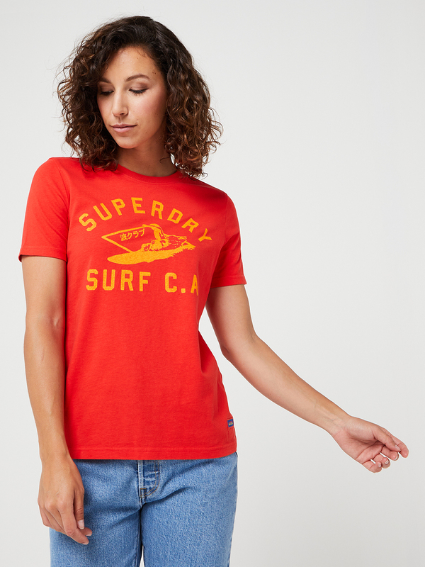 SUPERDRY Tee-shirt Logo Motif Surf Rouge
