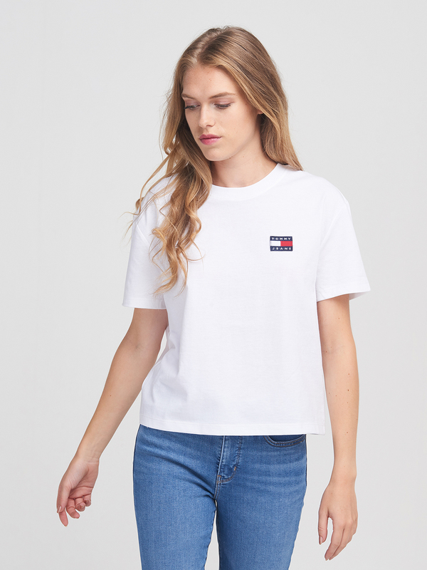 TOMMY JEANS Tee-shirt Cropped Avec cusson Logo Blanc Photo principale