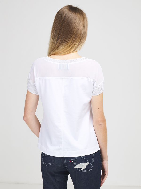 ELISA CAVALETTI Tee-shirt Haut En Rsille Dcor Micro Clous Blanc Photo principale