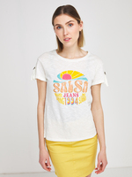 SALSA Tee-shirt Logo Strass Blanc
