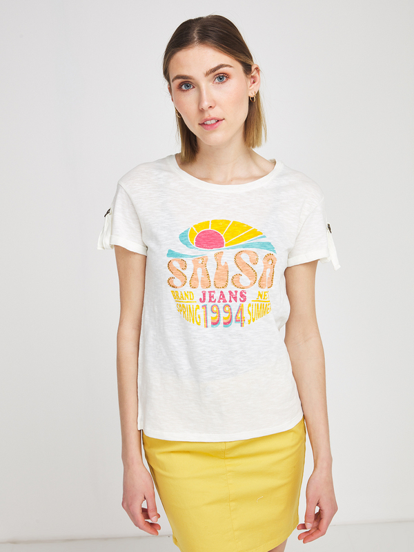 SALSA Tee-shirt Logo Strass Blanc Photo principale