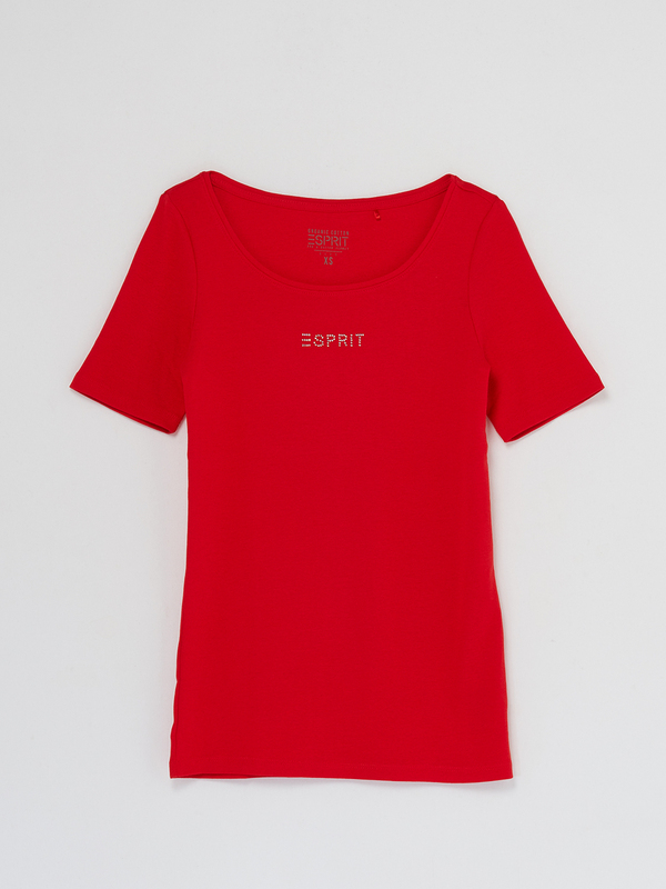 ESPRIT Tee-shirt Mini Logo Strass Rouge vermillon Photo principale