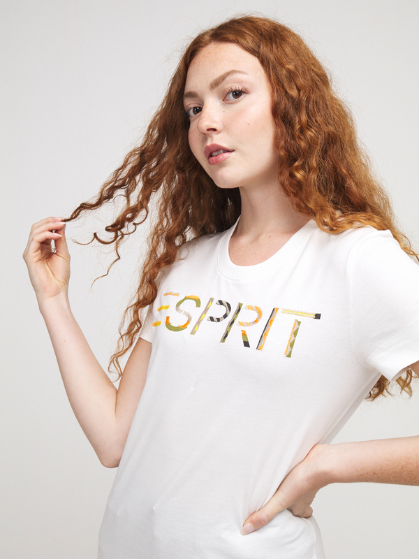 ESPRIT Tee-shirt Logo Imprim Et Brod Blanc Photo principale