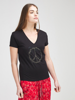 IKKS Tee-shirt Motif Peace And Love Noir