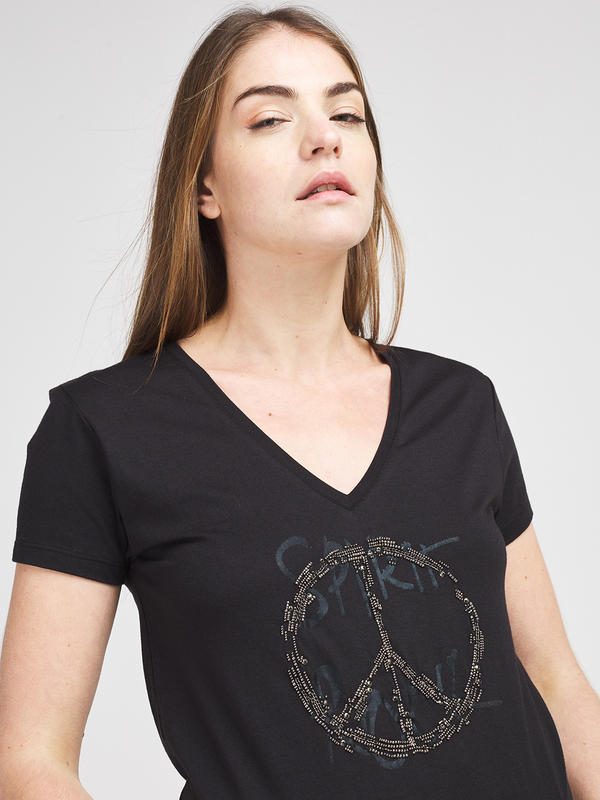 IKKS Tee-shirt Motif Peace And Love Noir Photo principale