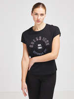 GUESS Tee-shirt Logo Strass Noir