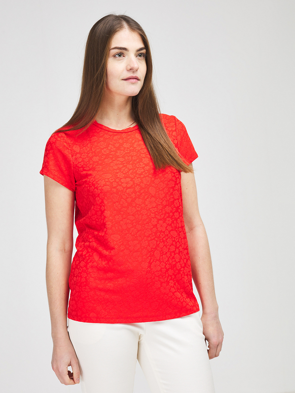 MEXX Tee-shirt Façonné Motif Fleurs Rouge