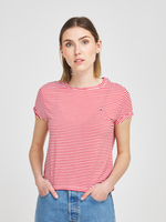 TOMMY JEANS Tee-shirt Cropped Fines Rayures Rouge