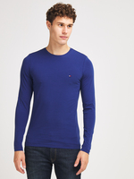 TOMMY HILFIGER Tee-shirt Uni En Coton Stretch Bleu fonc
